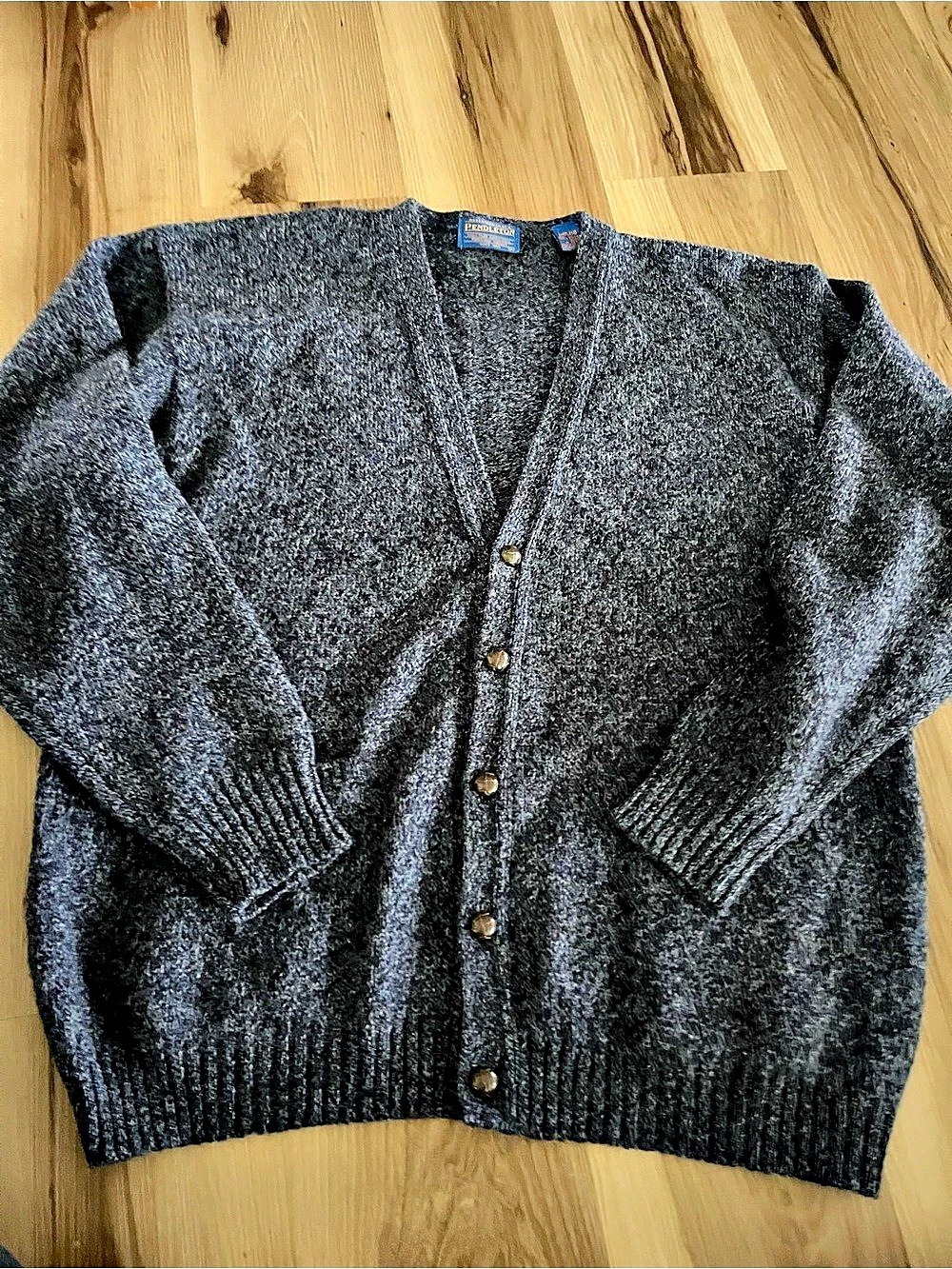Pendleton Shetland 100% Virgin Wool Men's Long Sleeve Gray Cardigan Size XL